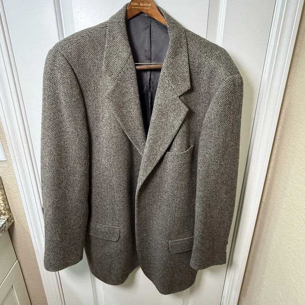 Vintage Banana Republic Blazer Mens 46L Brown Wool Blend Made Italy Sport Coat